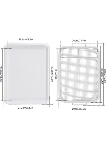 Fırın Için Paslanmaz Çelik Hava Fritöz Sepeti, Sebzelik Tepsisi ve Fırın Sepeti 13 x 9,6 Inç, Kızartma/pastırma/tavuk Için (Yurt Dışından)