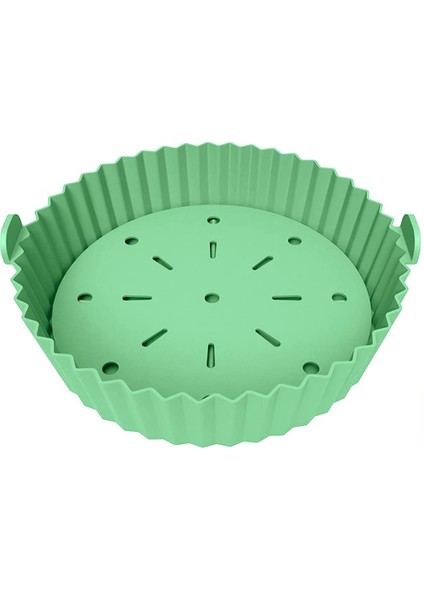 Hava Fritöz Astarı, 10 Inç Yeniden Kullanılabilir Silikon Hava Fritöz Tenceresi, Yapışmaz Yağ Filtresi Tasarımı, Hava Fritözü Yeşil Için 22CM (Yurt Dışından)