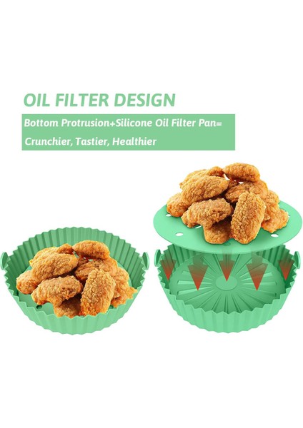 Hava Fritöz Astarı, 10 Inç Yeniden Kullanılabilir Silikon Hava Fritöz Tenceresi, Yapışmaz Yağ Filtresi Tasarımı, Hava Fritözü Yeşil Için 22CM (Yurt Dışından)