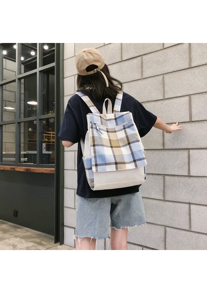 Ekose Sırt Çantası Seyahat Basit Üniversite Rüzgar Sırt Çantası Üniversite Öğrencileri Büyük Kapasiteli Yeni Moda Sırt Çantası Mavi (Yurt Dışından) fırsatları