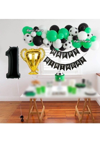 Futbol Temalı Balon Zincir Seti Kupa Folyo Balon Futbol Topu Baskılı Balon Doğum Günü Balon Seti