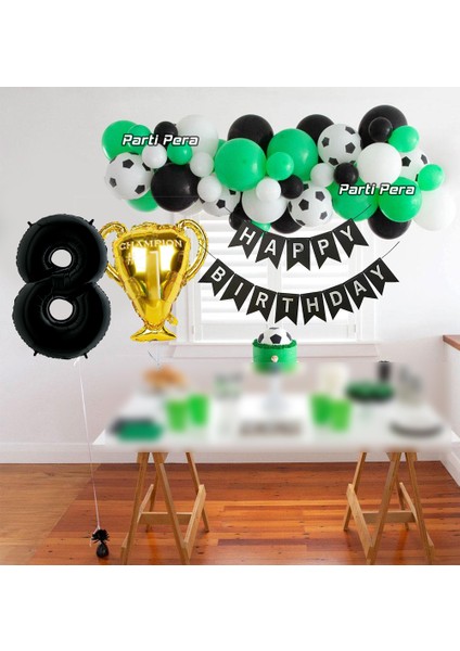 Futbol Temalı Balon Zincir Seti Kupa Folyo Balon Futbol Topu Baskılı Balon Doğum Günü Balon Seti