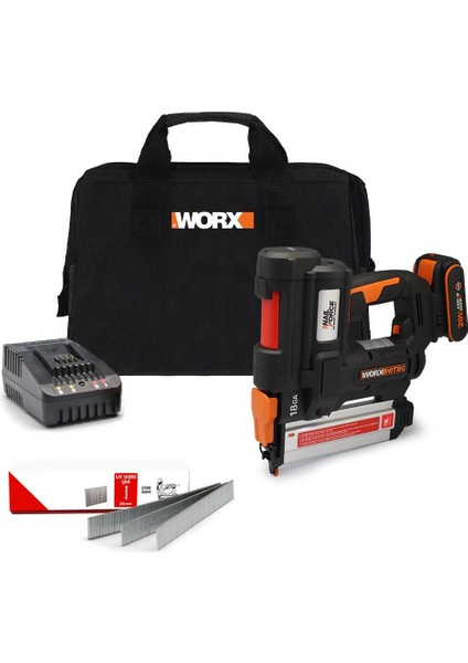 WX842 20 Volt 2.0 Ah Li-İon 15 - 50 mm Şarjlı Çivi Çakma Makinesi + 2700 Adet Yedek Çivi