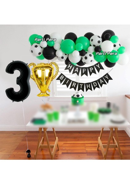 Futbol Temalı Balon Zincir Seti Kupa Folyo Balon Futbol Topu Baskılı Balon Doğum Günü Balon Seti