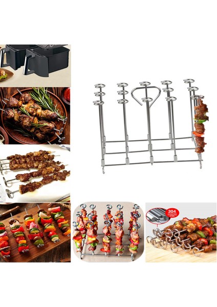 Foodi Hava Fritözü Için Şiş Standı Rafları DZ201, DZ401 Çift Sepetli Hava Fritözü - Paslanmaz Çelik Barbekü Şişleri (Yurt Dışından)