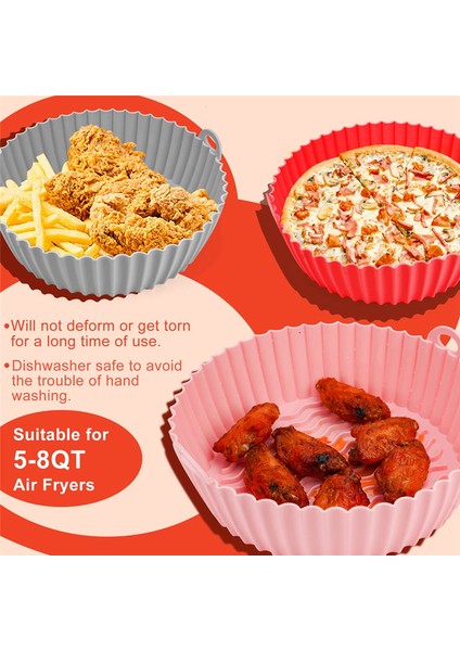 Silikon Hava Fritöz Gömlekleri, Silikon Hava Fritöz Tencere Sepetleri, Yeniden Kullanılabilir Hava Fritöz Aksesuarları Pişirme Parşömen Kağıdı (Yurt Dışından)