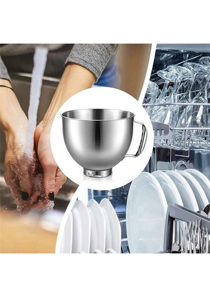 Paslanmaz Çelik Kase Yumurta Çırpıcı 4.5-5quart Eğimli Kafa Stand Mikser Mikser Kase Bulaşık Makinesinde Yıkanabilir (Yurt Dışından)