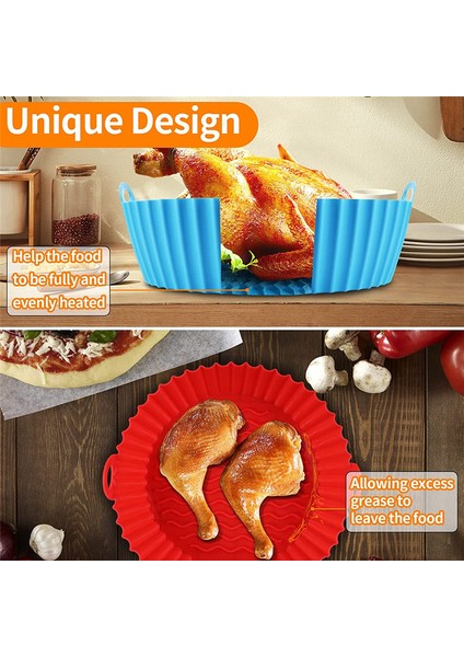 Fritöz Silikon Tencere, 7,5 Inç Hava Fritöz Sepeti, Hava Fritöz Aksesuarları, Yeniden Kullanılabilir Hava Fritöz Astarı, 3qt - 5qt Için, 3'lü Paket (Yurt Dışından)