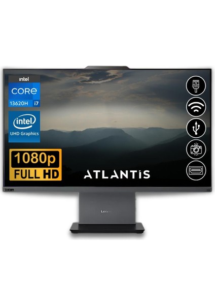 Thinkcentre Neo 50A 24 Gen 5 I7-13620H 16GB 256GB M.2 SSD 12SC000KTR Atl5 23.8" Fdos All In One Bilgisayar