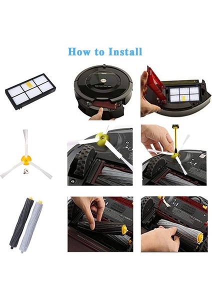 Irobot Roomba 800 900 Serisi Için Yedek Fırça Seti, 800 805 850 851 860 865 866 870 880 890 900 960 966 980 Kiti (Yurt Dışından)