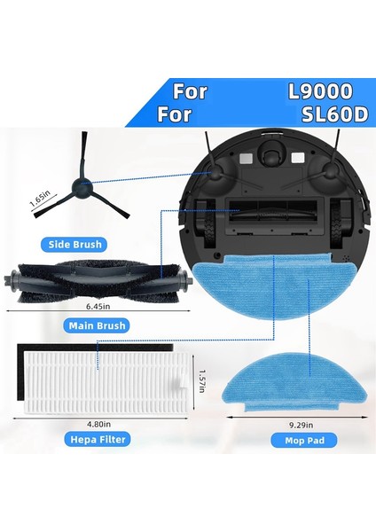 Tikom L9000 Aksesuarları Yedek Parçalar Aksesuarlar Ana Yan Fırça Hepa Filtre Paspas (Yurt Dışından)
