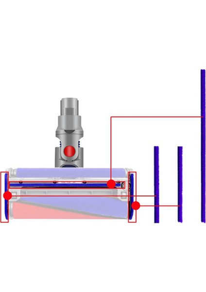 Dyson V6 V7 V8 V10 V11 Elektrikli Süpürge Için Yumuşak Peluş Şeritler Yumuşak Silindir Başlığı Yedek Aksesuarları Yedek Parçalar, 4 Set (Yurt Dışından)