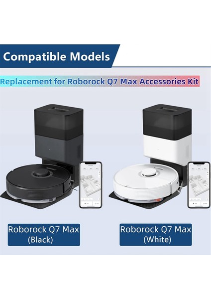 Roborock Q7+ Q7 Için Max+ Vakum Temizleyici Aksesuarları Kiti Ana Yan Fırça Paspas Pad Hepa Filtreleri Toz Torbaları Yedek Parçalar (Yurt Dışından)