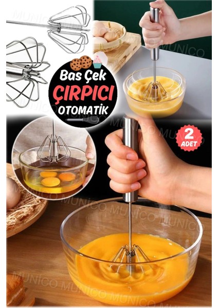 2'li Taş Tozu Harç ve Yumurta Çırpıcı, Paslanmaz Çelik, Çok Amaçlı, Yarı Otomatik
