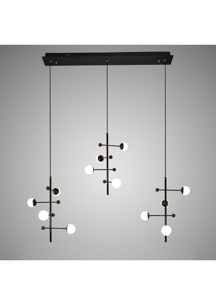 Addo Siyah 3'lü 12 Watt Sıralı Modern Sarkıt Koridor, Yemek Masası Üstü, Salon Sarkıt LED Avize fiyatları