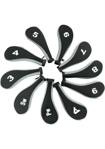 10 Adet Golf Demir Headcover Golf Kulübü Baş Kapak Koruması Açık Gri ve Siyah (Yurt Dışından) fiyatları