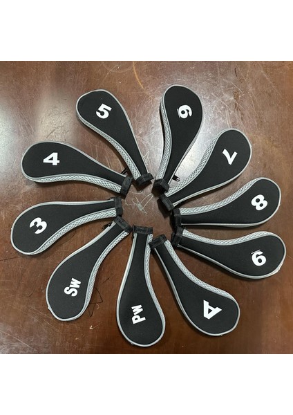 10 Adet Golf Demir Headcover Golf Kulübü Baş Kapak Koruması Açık Gri ve Siyah (Yurt Dışından) modelleri