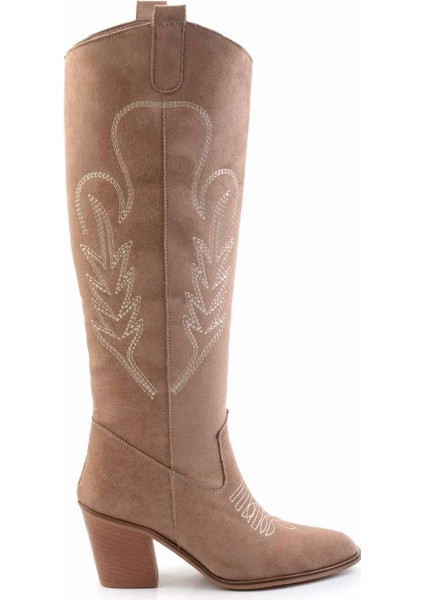 Kadın Çizme Vizon Süet Suni Deri Şık Tasarım fiyatları