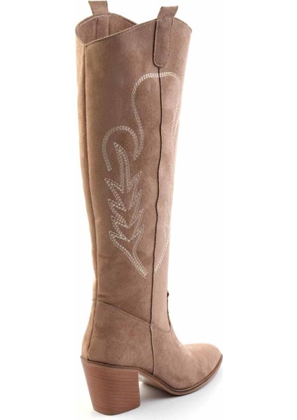 Kadın Çizme Vizon Süet Suni Deri Şık Tasarım fırsatları