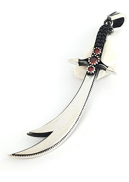 Oniks ve Granat Taşlı 925 Ayar Gümüş Tasarım Kolye Ucu