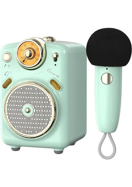Fairy-Ok Karaoke Mikrofonlu Fm Radyolu Taşınabilir Yeşil Bluetooth Hoparlör