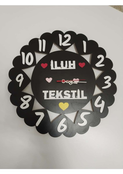 Tekstil Için Duvar Saati Kişiye Özel Isim ve Renk
