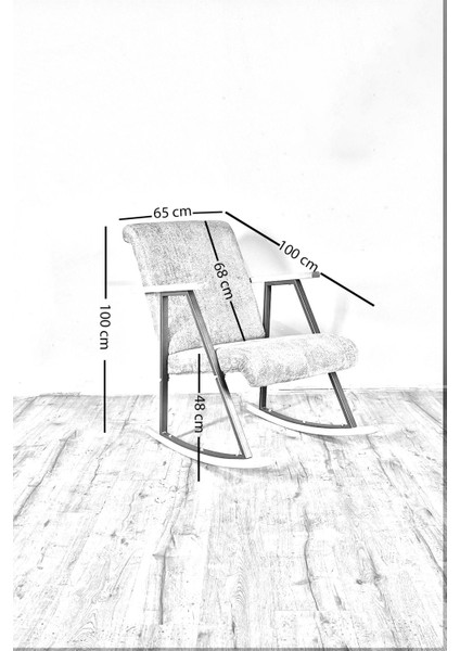 Sallanır Ahşap Detaylı Tv Koltuğu | Sallanan Sandalye & Dinlenme Koltuğu | Sallanan Sandalye | Modern Tasarım | Krem