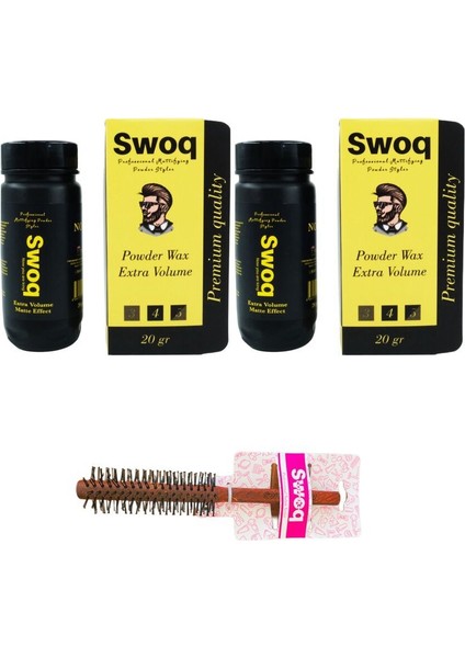 Saç Şekillendirici Pudra Wax No:2 20GR X2 Adet & Yüz7 Profesyonel Saç Fırçası