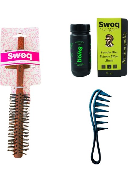 Saç Şekilendirici Pudra Wax No:1 & Yüzyedi Profesyonel Fırça & Şekil Tarağı