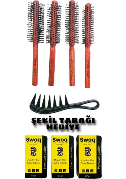 4lü Fırça Set & 3x Adet Saç Şekillendirici Pudra Wax No:2 20GR