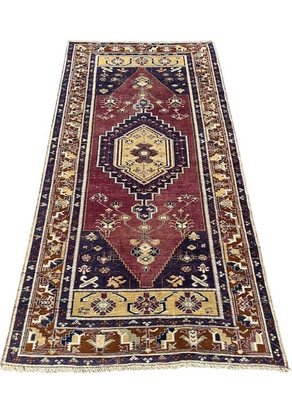 El Dokuma Vintage Yahyalı Halısı 125X245 Mor Eskitme Halı