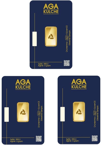 5 Gram (995) 24 Ayar Külçe Altın 3 Adet