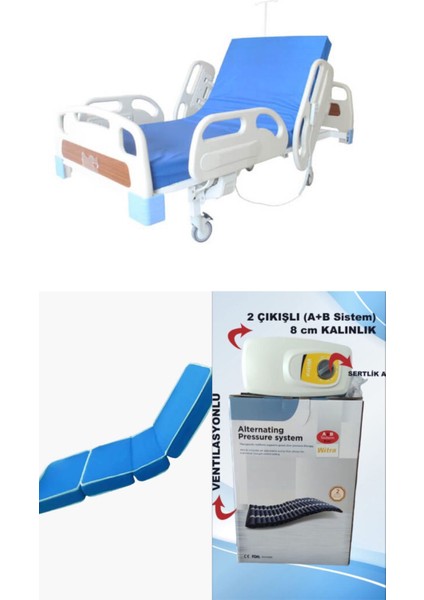 2 Motorlu Full Abs Hasta Karyolası Ab Sistemli 8cm Boru Tipi Havalı Yataklı Takım