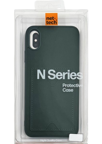 Apple iPhone Xs Max Uyumlu NT-N028 Deri Kartlık Arka Koruma Kılıf