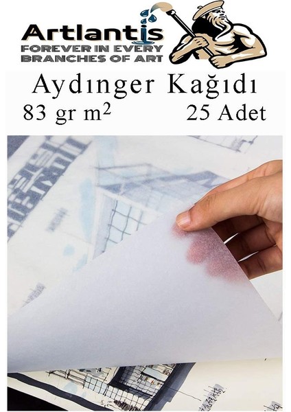 Aydınger Kağıdı A4 83 gr 25'li 1 Paket Eskiz Kağıdı Fatih Dereceli Kalem Hamur Silgi Sınav Silgisi Kalemtraş
