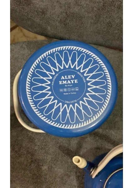 Vintage mavi emaye çaydanlık seti, çift kapaklı, 1,1 L modelleri