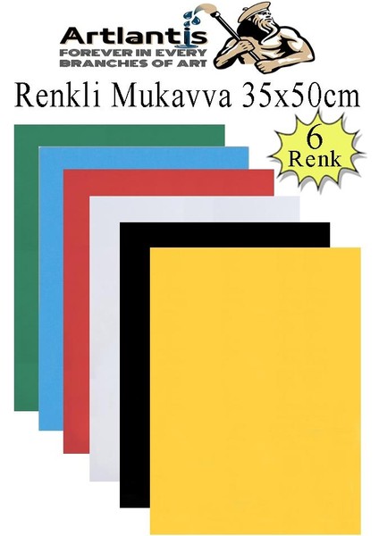 Renkli Mukavva 6 Renk 35X50 cm 1 Paket Sert Renkli Karton 1.0 mm Okul Okul Öncesi Anasınıfı Hobi Etkinlik