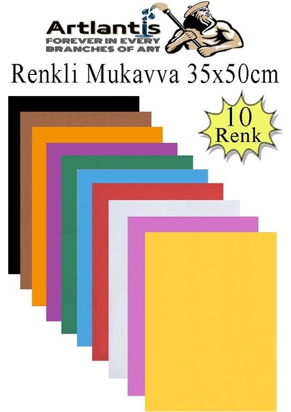 Renkli Mukavva 10 Renk 35X50 cm 1 Paket Sert Renkli Karton 1.0 mm Okul Okul Öncesi Anasınıfı Hobi Etkinlik