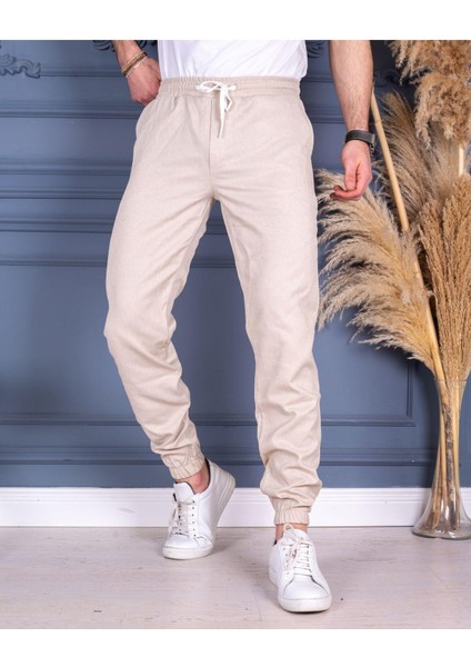 Jogger Pantolon Bel ve Paça Lastikli Ince Yazlık PNT731