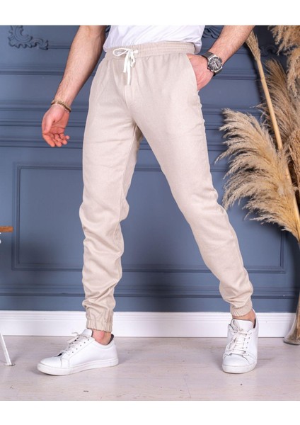 Jogger Pantolon Bel ve Paça Lastikli Ince Yazlık PNT731