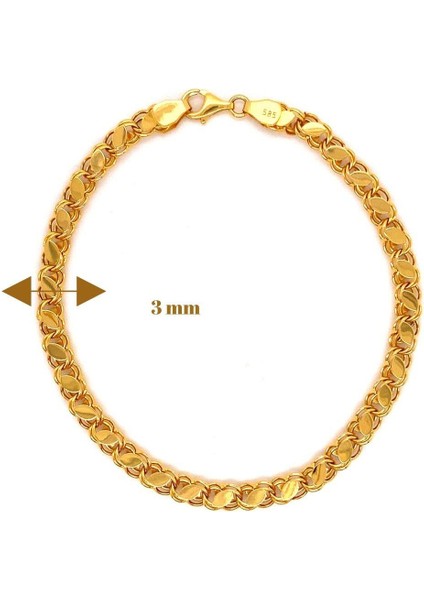 14 Ayar Altın Ince Pullu 3 mm Zincir Bileklik modelleri