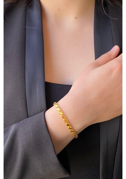 14 Ayar Altın Ince Pullu 3 mm Zincir Bileklik fırsatları