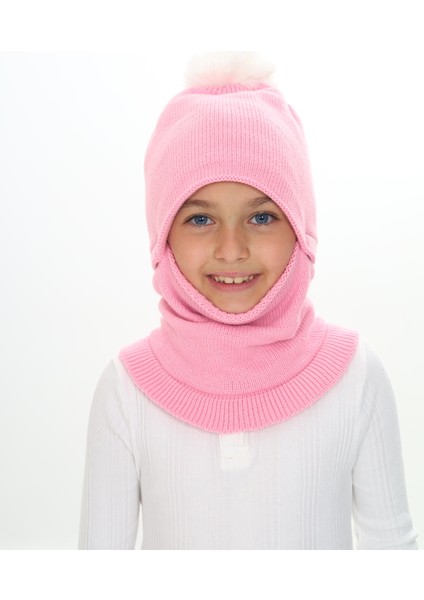 Kız Çocuk Bere Boyunluk Kar Maskesi 4-10 Yaş