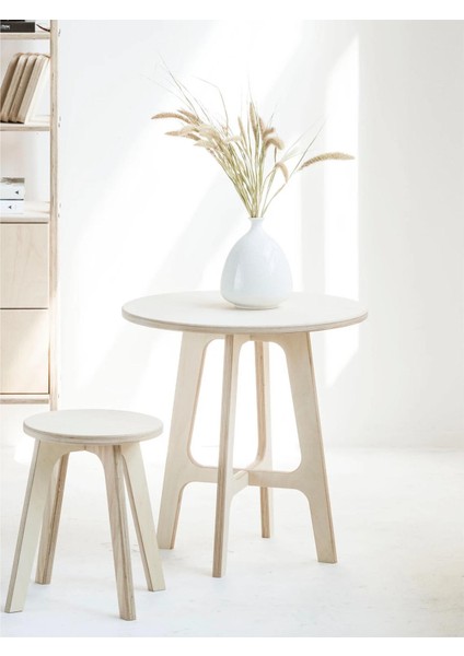 Breva, Masif Ahşap Orta Sehpa, Coffe Table, 60X60