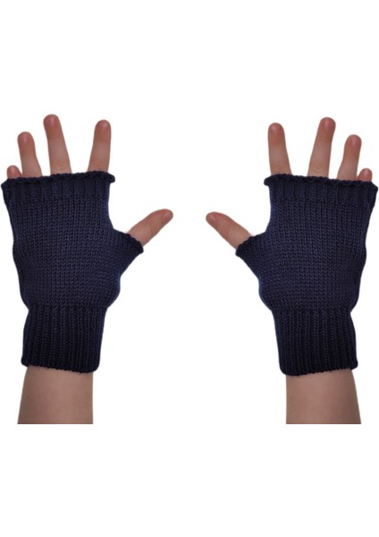 Unisex Çocuk Parmaksız Kışlık Örme Triko Eldiven
