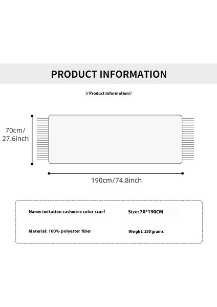 Yeni Sonbahar ve Kış Çift Taraflı Renk Bloklu Taklit Kaşmir Eşarp (Yurt Dışından)