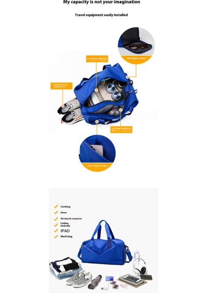 Bayanlar Kuru ve Islak Ayırma Büyük Kapasiteli Spor Çantası Seyahat Saklama Çantası (Yurt Dışından)