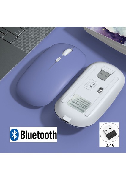 Xiaomi Tablet Şarj Edilebilir Sessiz Mouse Bluetooth + 2.4Hz Wifi Kablosuz Mouse Fare