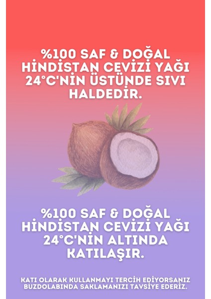 Intense Natural Hindistan Cevizi Yağı Soğuk Sıkım 100 ml %100 Saf ve Doğal Coconut Oil