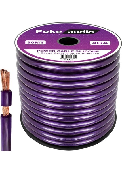 4ga Oto Anfi Power Kablo Silikon 30MT Poke PK-1409